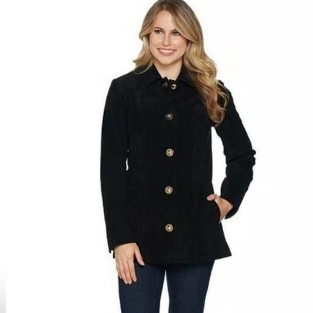 Dennis‎ Basso washable suede leather midi trench coat classic old money luxury